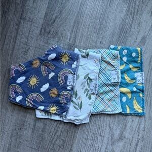 Kids Bandana Bib Set of 4 - Blue, White, Green, Yellow